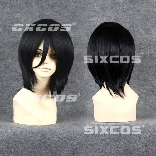 Giant Mikasa Ackerman style cosplay wig with net heat -class black WK604 march CXCOS