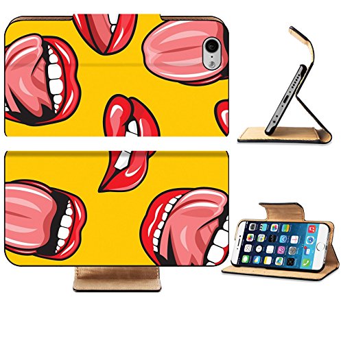 Luxlady Premium Apple iPhone 6 iPhone 6S Flip Pu Leather Wallet Case iPhone6 IMAGE 38126155 Lips seamless pattern
