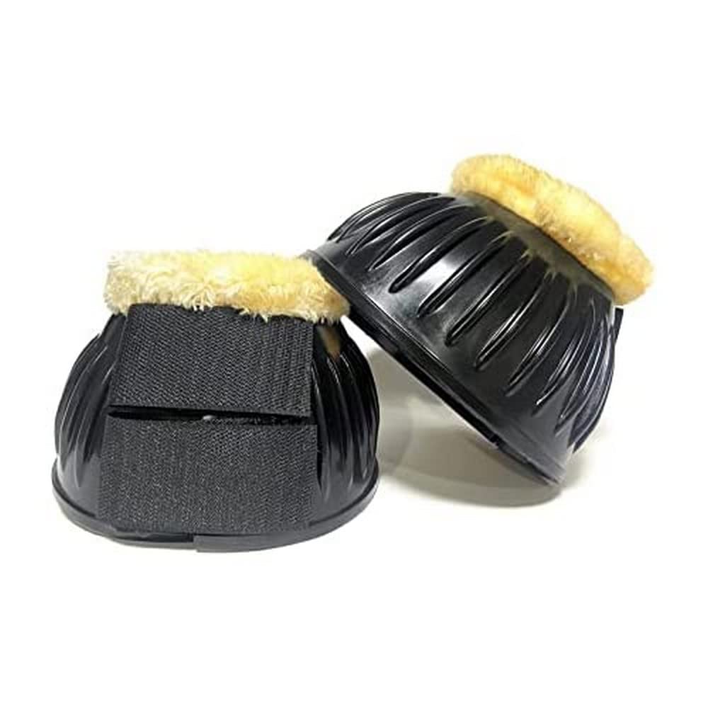 Equipride OVERREACH BOOTS BELL BOOTS MADE RUBBER WITH FAUX FUR LINED XXL-XS (M, Black)