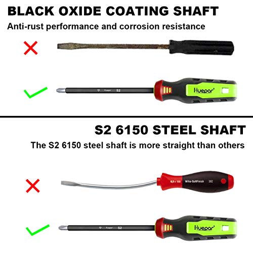 image for Magnetic Screwdriver Set 6PCS, Huepar Professional 3 Slotted and 3 Phi