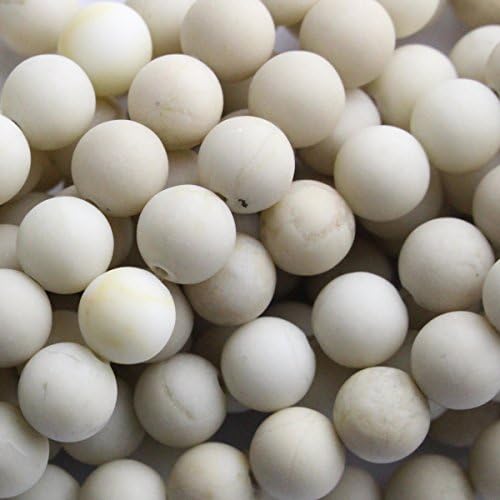 fashiontrend-usWhite Natural Creem Jasper Stone Round Genuine Gemstone Jewelry Making Loose Beads (matte 10mm)