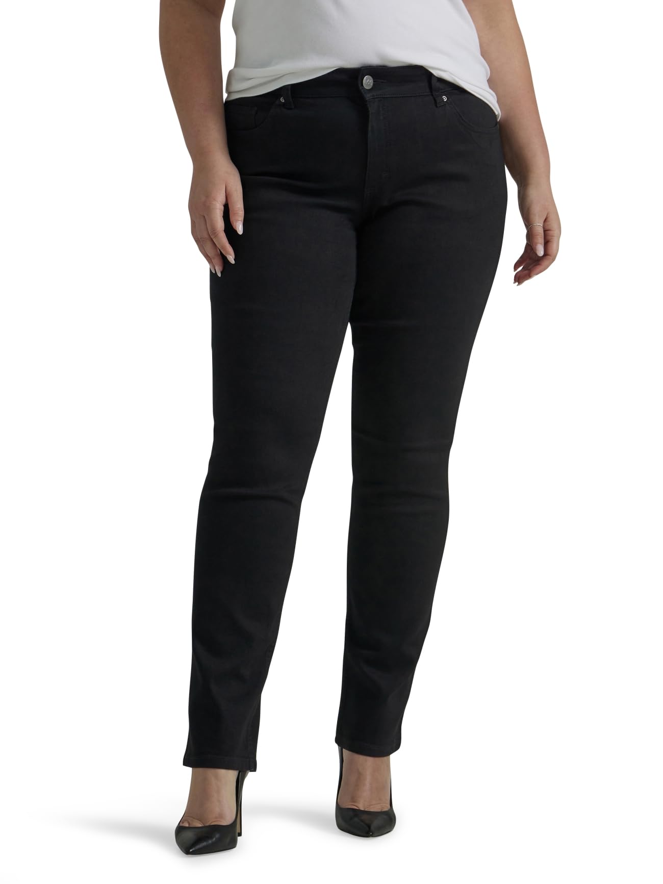 Photo 1 of Lee Women's Plus Size Legendary Mid Rise Straight Leg Jean Black 22 Plus Long