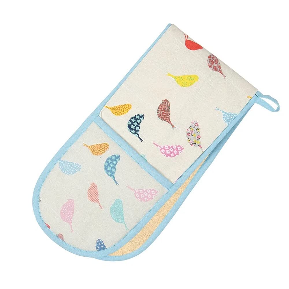 Dexam 16150261 Little Birds Double Oven Glove, Cotton, Multi-Colour, 86 x 18 x 4 cm