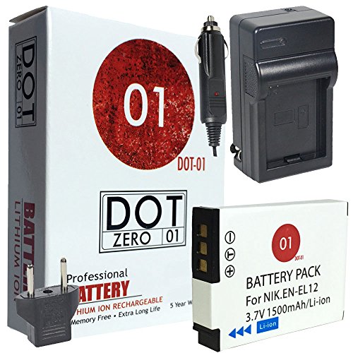 DOT-01 Brand 1500 mAh Replacement Nikon EN-EL12 Battery Charger