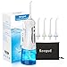 Water Flosser Detachable Water Tank with Drain Hole Keep the Motor Dry Rechargeable Oral Irrigator Waterproof Keegud Cordless Dental Flosser 3 Pressure Normal/Soft/Pulse 4 Tips Portable Bag For Travel