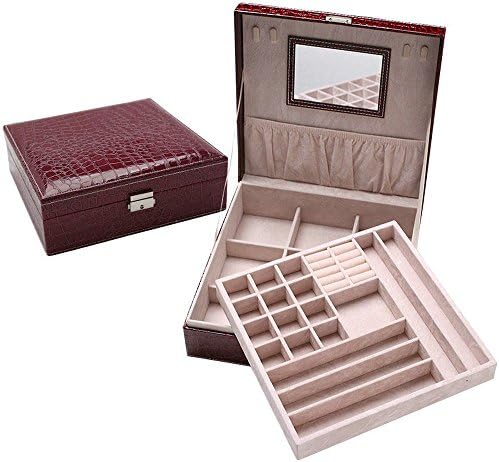 Jewelry Box Organizer,Xzeit Two-layer PU Leather Jewelry Storage Chest Claret