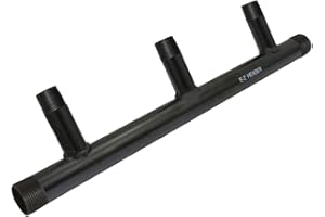 Midline Valve TI3-1410-6 Steel Manifold, 1-1/4’’ Base 3 Ports of 1'' 6'' Spacing, Black