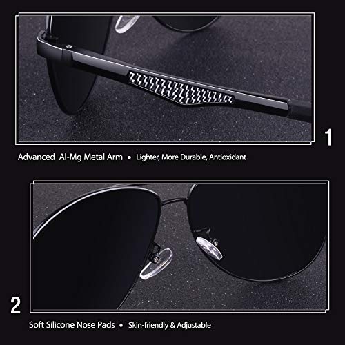 GQUEEN Men's Polarized Sunglasses Premium Al-Mg Mirror Hinges Pilot UV400, MOS1