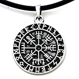 Guidepost Compass Talisman Viking Protection Vegvisir Elder Futhark Pendant W PVC Cord