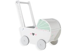 WOODENFUN Wooden Baby Push Walker for 1 Year Old and up, Toddler Shopping Cart Push Toys for Boys Girls