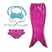 TFJH E 3PCS Kids Girls Swimsuits Bikini Bathing Fish Tail Set Blue HotPink 140