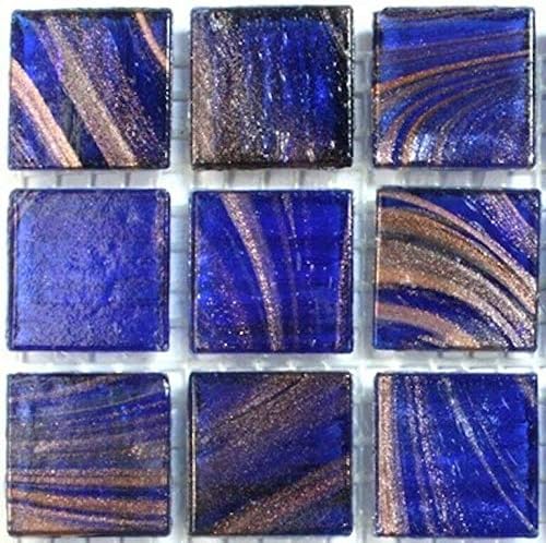 Mosaic Tiles - 75 Gold Blue Vitreous Glass Mosaic 20mm Tiles G19