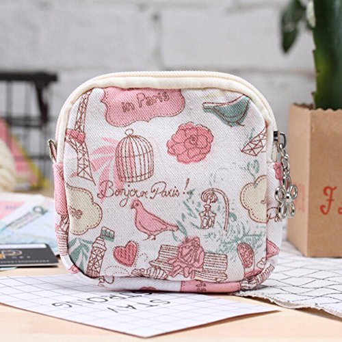Yooan Cute Cartoon Sanitary Napkin Bag Purse Holder Organizer Storage Bags with Zipper Traveling Travel Napkins Towel Pouch Pad Holder