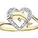 REVONI 9K Yellow Gold Diamond Dolphin Heart Ring