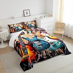 Erosebridal Boys Guitar Comforter Set Twin Size