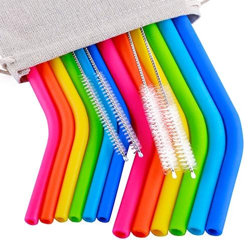Reusable Straws 6Pcs 10" REGULAR SIZE Silicone Straws+ 6Pcs 10" Medium Silicone Straws for 30&20OZ Yeti/Ozark/Rtic Tumblers+4 Brushes+ 1 Storage Pouch