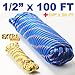 Wellmax Diamond Braid Nylon Rope, 1/2in X 100FT with Bonus 1/4in x25FT Cord UV Resistant, High Strength and Weather Resistant