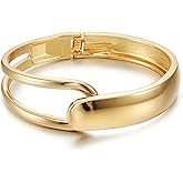 Decixde Chunky Gold Bracelet - Tear Drop & Cuff Bracelet - Polished Twisted Hinged Bangle - Wide Wrist Cuff - Irregular Twisted Bangles for Women