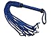 Prairie Horse Supply Premium Quality Leather and Suede Small Whip, Bull Whip, 9 Genuine Leather Braided Tails, Extra Long Handle Wrapped in Leather and Suede, with 2 Turkhead Knots (Blue Black)