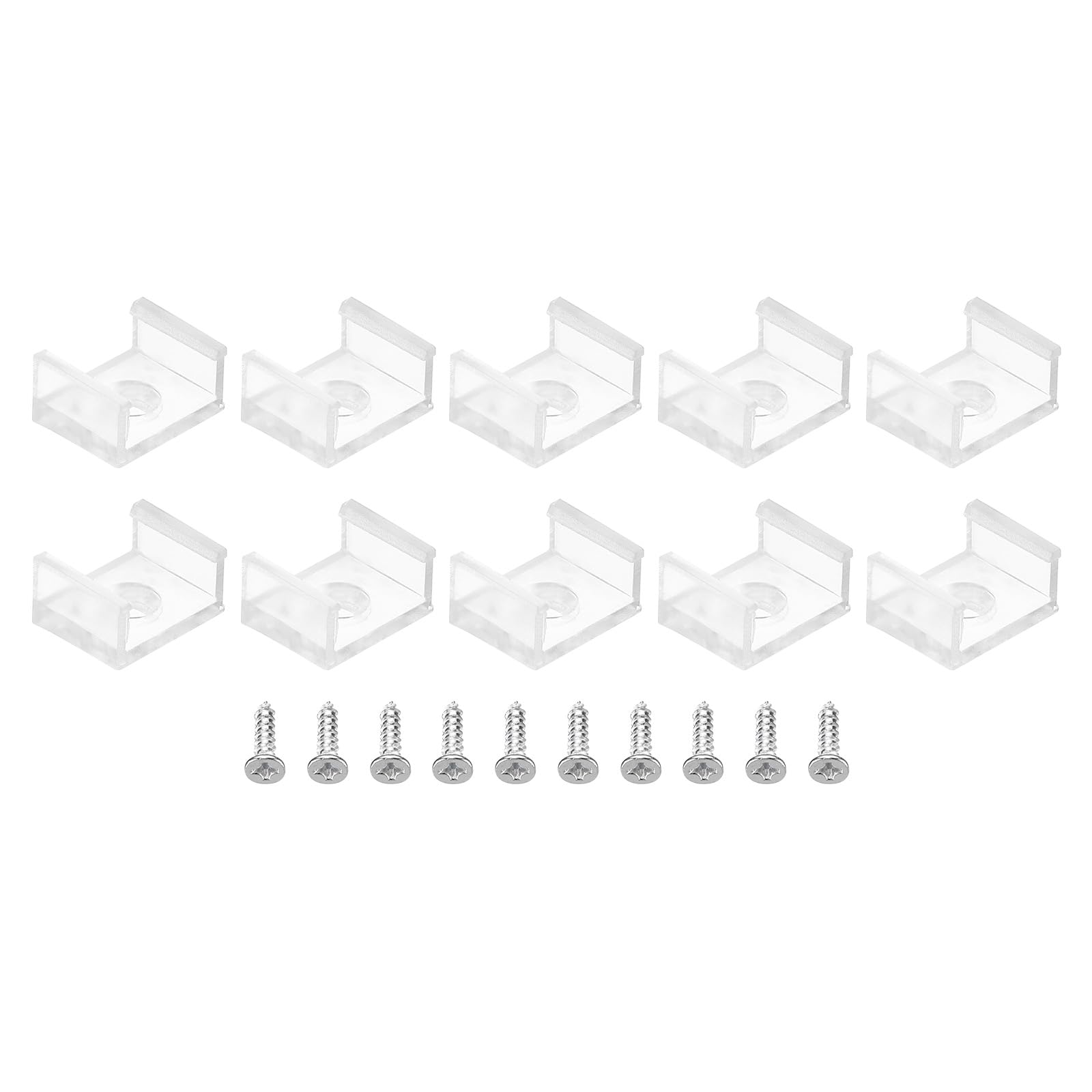 PATIKIL LED Strip Light Clips, 50 Pack Mounting Bracket Fixing Clips Plastic Clamp Holders with Screws for 12mm Neon RGB Light Cable Ribbon, Clear