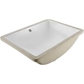 VEVOR Undermount Bathroom Sink, 20.28 x 15.16 Inch Rectangular White Ceramic Vessel Sink with Overflow Hole, Under Counter Drop in Modern Lavatory Vanity Bath Wash Bowl Basin, Rectangle Small Space