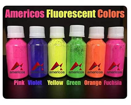 Americos Chemicals Private Limited Fluorescent Glitter Pigment Multi Pack Neon Effect Bright Colour Powder for Nail Art, Candles, Clay, Textile Screen Printing (20 g Each)