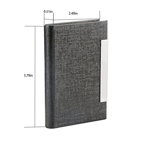 KISSWILL 2 Pack Business Card Holder, PU Leather Business Card Case with Magnetic Shut for Men and Women (Black/Blue)