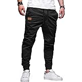 JMIERR Mens Pants Joggers with Pockets Casual Sweatpants Pants Cotton Drawstring Chino Pants Twill Track Jogging Pant