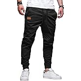 JMIERR Mens Casual Joggers Pants - Cotton Drawstring Chino Cargo Pants Hiking Outdoor Twill Track Jogging Sweatpants Pants