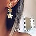 Jovono Boho Long Drop Earrings Gold Star Dangle Earrings for Women and Girls (Set-2)