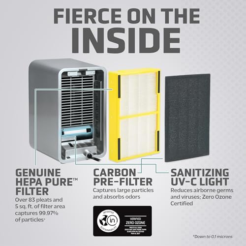 GermGuardian Air Purifier for Home with HEPA Filter, Removes 99.97% of Pollutants, Covers up to 375 Sq. Foot Room in 1 Hr, UV-C Light Helps Reduce Germs, Zero Ozone Verified, 11