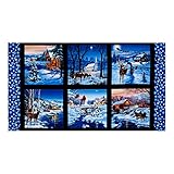 Country Christmas 25in Panel Black Fabric
