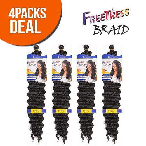 FreeTress Synthetic Hair Braids Deep Twist Bulk 22 (4-Pack, 2) by Freetress