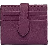 grande 3803 Genuine Leather Card Holder For Women and Men Slim Minimalist Card Case Small Snap Wallet (Purple)