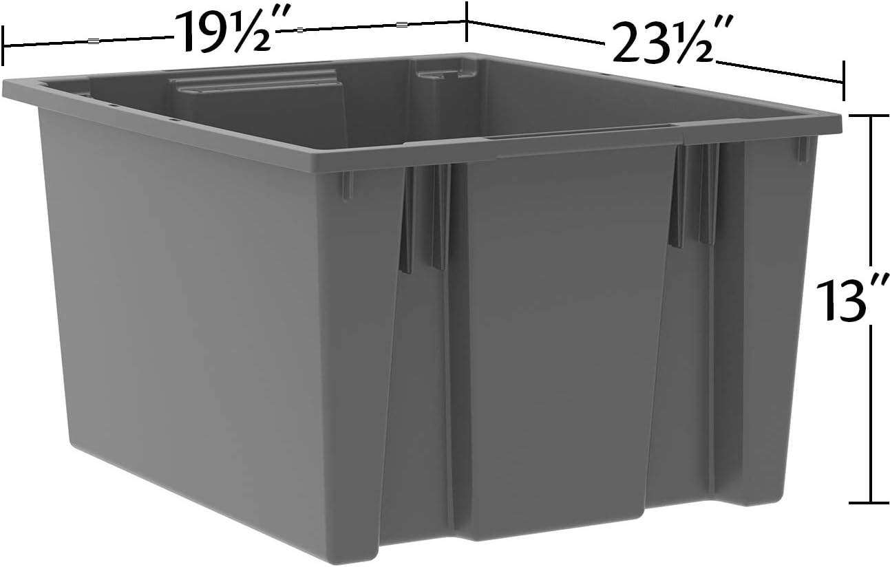 Akro-Mils 35230 Nest and Stack Plastic Storage and Distribution Tote, 23.5-Inch L by 19.5-Inch W by 13-Inch H, Grey, Case of 3: Home Improvement