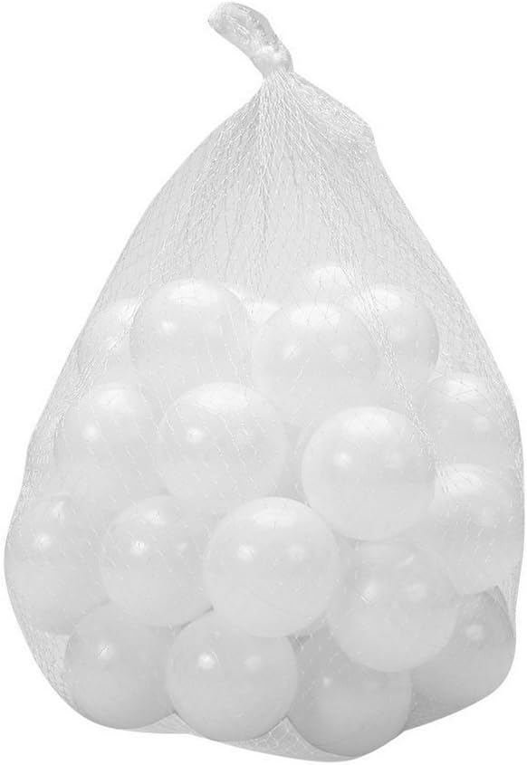 Justfund 100pcs 7cm White Soft Plastic Ocean Balls BPA Free Crush Proof Plastic Ball Baby Kid Toys Swim Pit Toys Ball for Ball Pit Baby Kids Tent