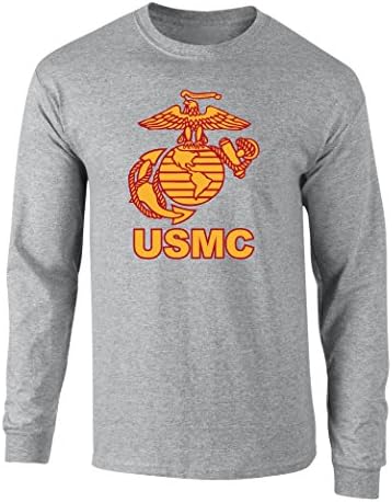 US Marines USMC Eagle Graphic Long Sleeve Officially Licensed T Shirt Sport Gray XX-Large