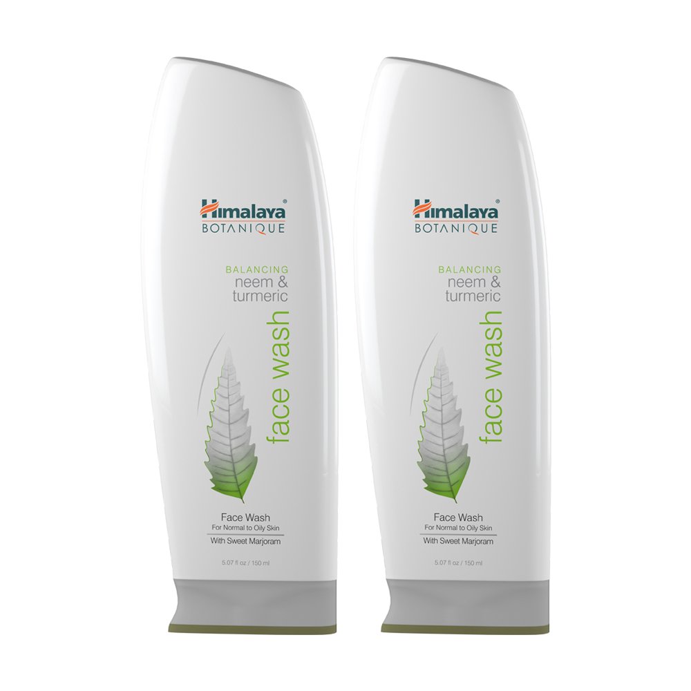 Himalaya Botanique Neem & Turmeric Natural Face Wash & Cleanser for Oily and Acne Prone Skin, 5.07 Oz/150 ml (2 Pack)