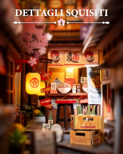 Rolife Book Nook DIY Miniature Kit to Build Booknook Sakura Wine Alley 3D Wooden Puzzle with Lights Decoration Bookcase Home Modeling to Build Adults Diorama Model Making