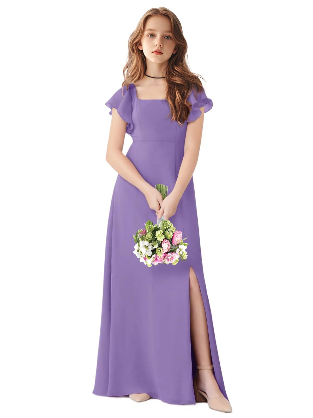 TAISHAN Junior Bridesmaid Dress for Wedding Ruffle