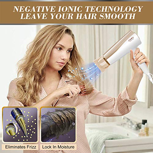 Professional Negative Ionic Hair Dryer, CONFU 1875W Folding Ceramic Tourmaline Low Noise Lightweight Blow Dryer for Pregnancy Kids, Quiet Fast Drying Hairdryer with Concentrator for Home