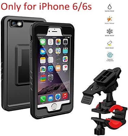iPhone 6/6s Bike Mount Waterproof Case, Lycase Cycling Bicycle Rack Handlebar & Motorcycle Holder Cradle with 360 Rotate Waterproof Bike Mount case for iPhone 6/6s 4.7 Inch - Black