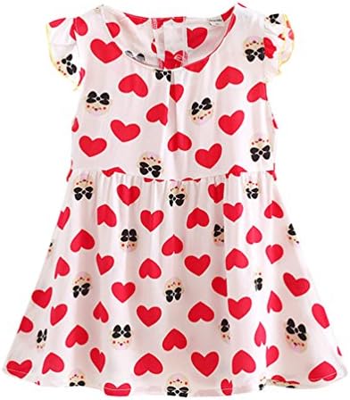 Lymnshi Little Girls Dress Cotton Flower Print Party Summer Sundress 2-6T Bear 5 Years