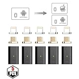 NetDot 5th Generation Micro USB to Magnetic Micro USB & Lightning Adapter for iPhone & Android Device - Adapter/5 Pack Black
