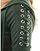 PattyBoutik Women's Raglan Lace Up Shoulder Hoodie (Heather Green S)