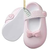 Baby Girl Shoe Ornament, Pink Baby Girl Booties for Babys First Christmas Ornament 2025 Pink - Can Be Personalized at Home - Comes in a Gift Box