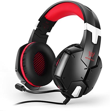 Wired PC Gaming Headset Over Ear Stereo Bass Headphone with Ambient Noise Reduction Mic 3.5mm plug cable for PS4 PC Smart Phone (Red)