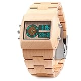 GBlife BEWELL ZS-W021A Bamboo Wooden Men Quartz Watch with Double Movement Luminous Display