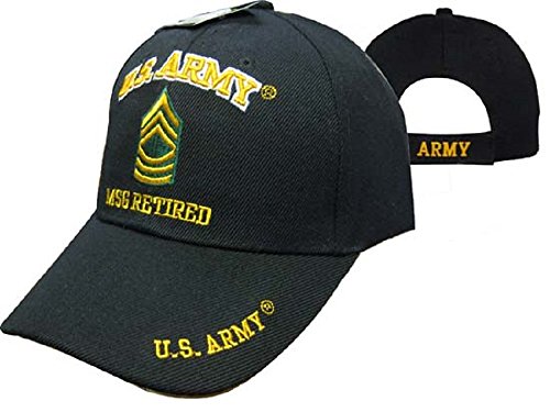 U.S. Army MSG Retired Military Black Embroidered Cap Hat 560D