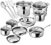 Chef's Star Premium Pots And Pans Set - 17 Piece Stainless Steel Induction Cookware Set - Oven Safe
